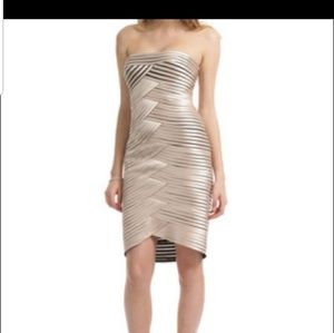 BCBGMAXAZRIA Champagne Satin Beverly Dress
